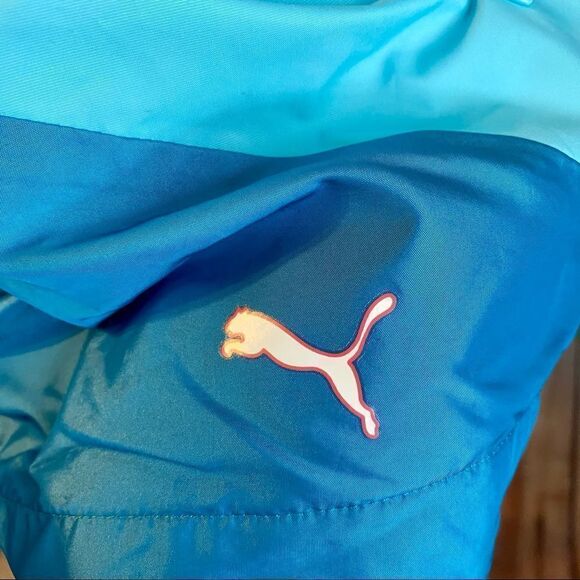 Puma Golf Wind Athletic Vest Blue Zip Front Anorak Cinch Waist Large - Picture 6 of 11